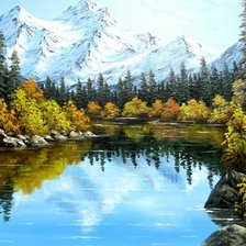 Схема вышивки «осень в горах»