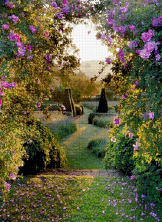 тропинка в лето 2 - лето, тропинка, цветы, сад - предпросмотр