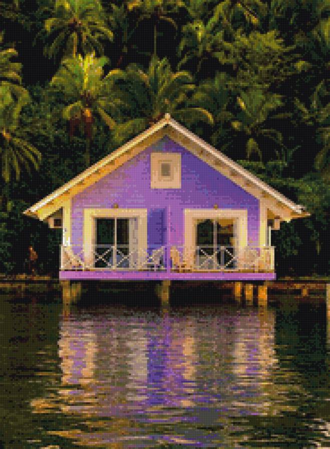 райский  уголок - пальмы, дом, отдых, океан, тропики - предпросмотр