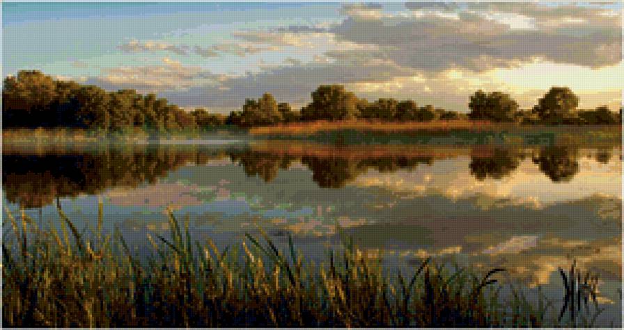 летний вечер - природжа, закат, пейзаж, река - предпросмотр