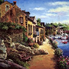 Схема вышивки «дома на берегу»