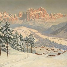 Схема вышивки «деревня в горах»