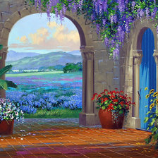 Схема вышивки «цветочный дворик»