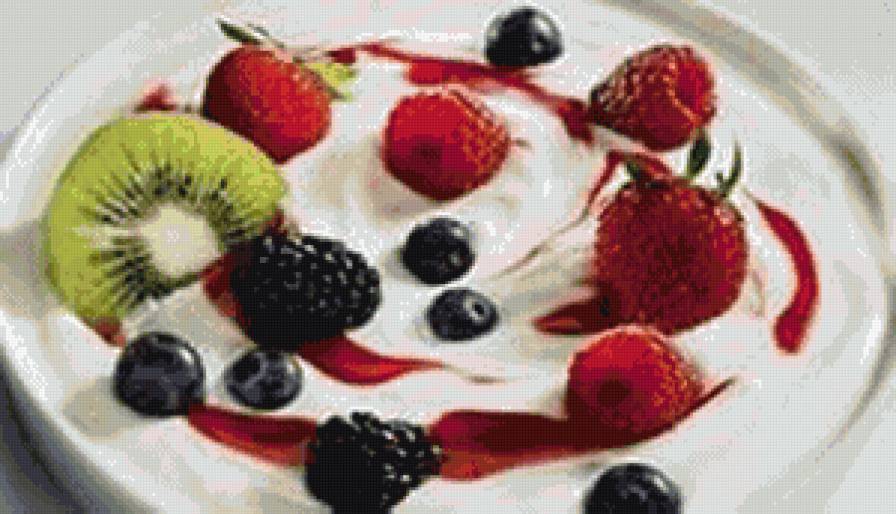 йогурт - йогурт, ягоды, десерт, фрукты - предпросмотр