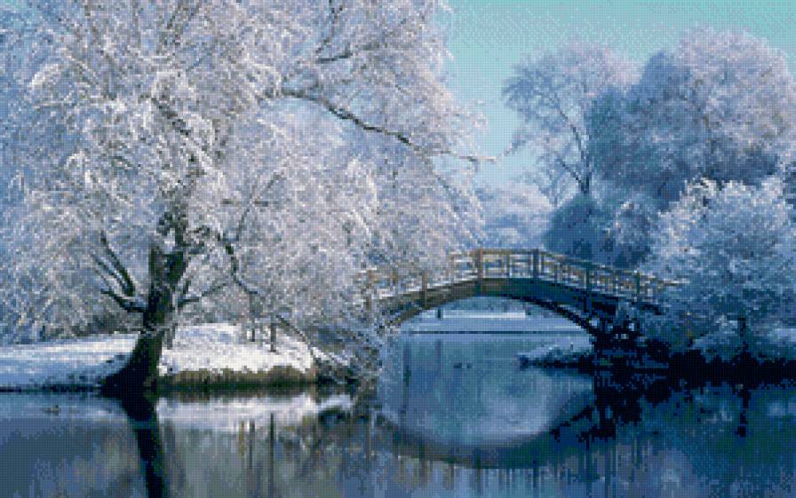 Зима - дерево, природа, мост, времена года, пейзаж - предпросмотр