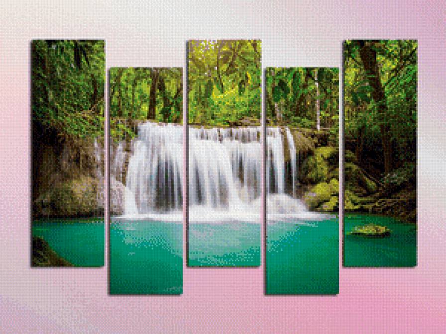 полиптих- водопад - полиптих, водопад, вода, природа - предпросмотр