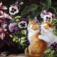 Схема вышивки «два котика»