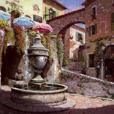 Схема вышивки «дворик с фонтаном»