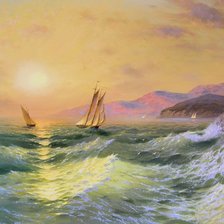 Схема вышивки «парусники в море»