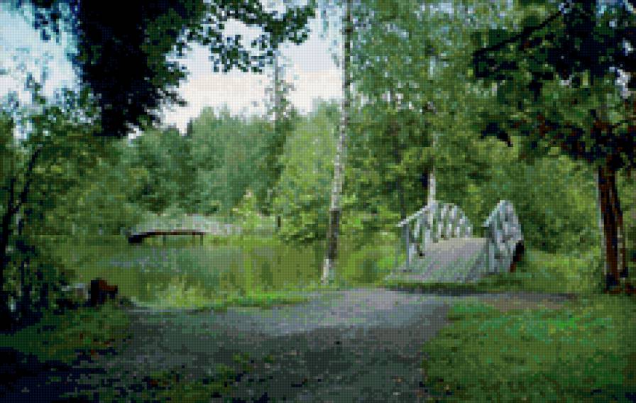 Мостик - пейзаж, пруд, мостик, природа, усадьба - предпросмотр