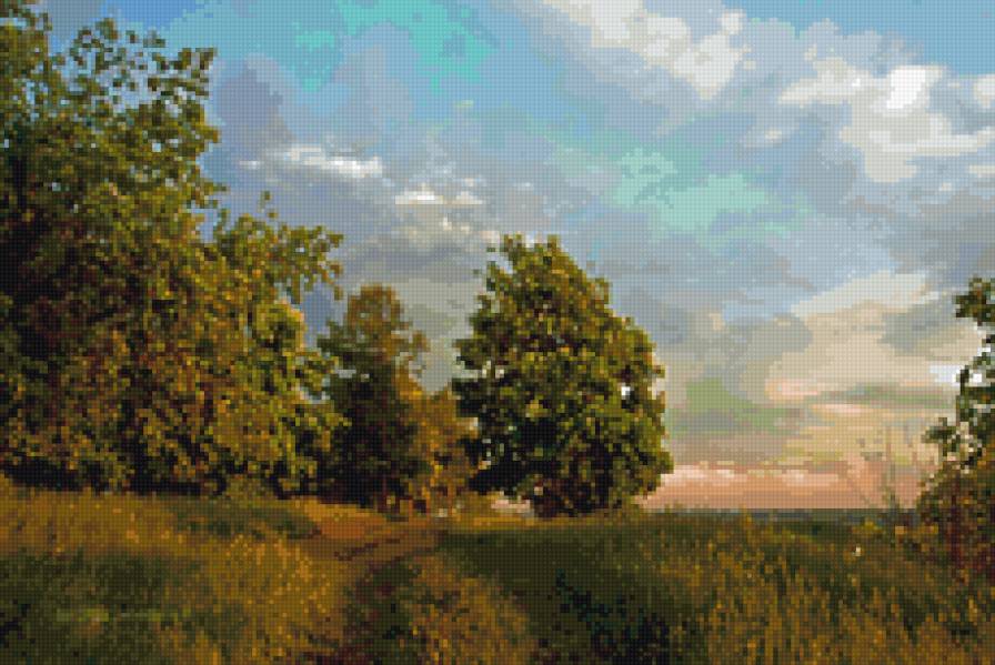 лесная поляна - лес, поляна, тропа, пейзаж - предпросмотр