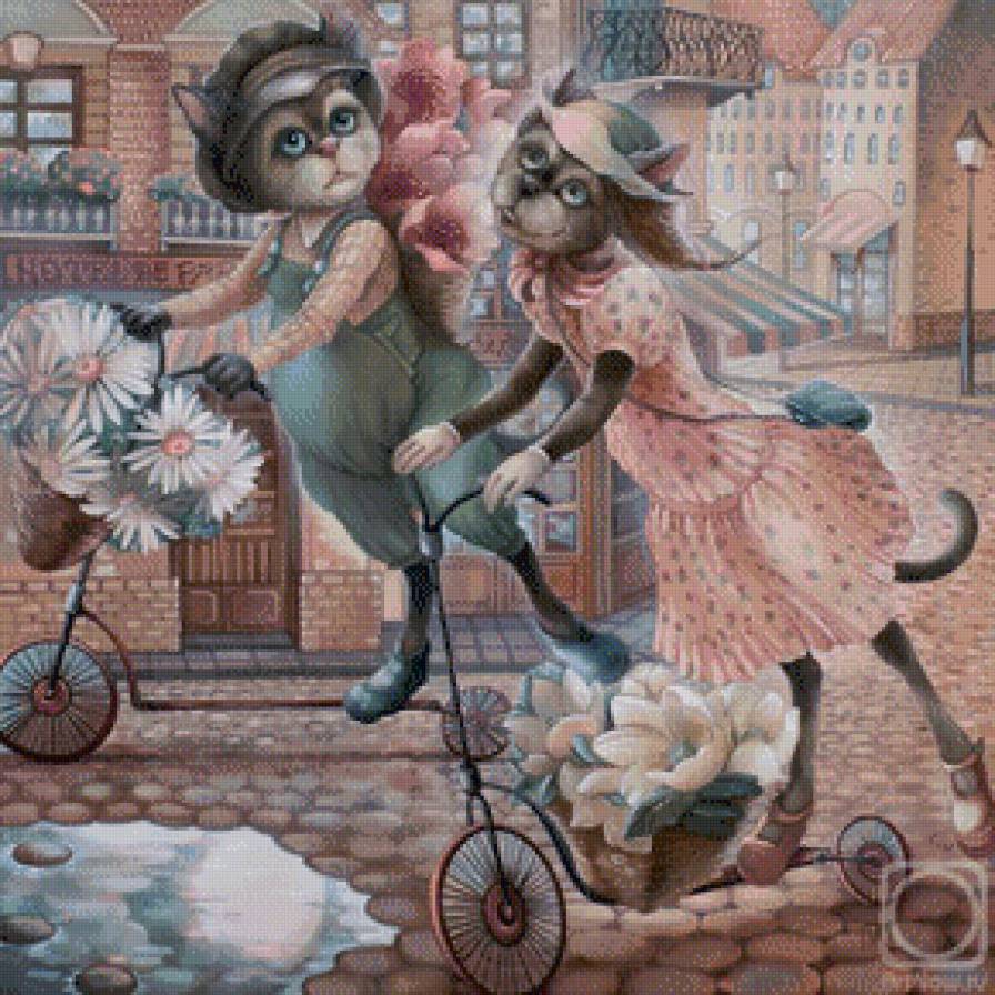 городские коты Надежды Соколовой - велосипед, кот, животные - предпросмотр