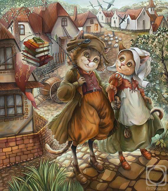 городские коты Надежды Соколовой - коты, животные, пара - оригинал