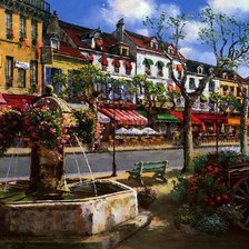 Схема вышивки «фонтан в городе»