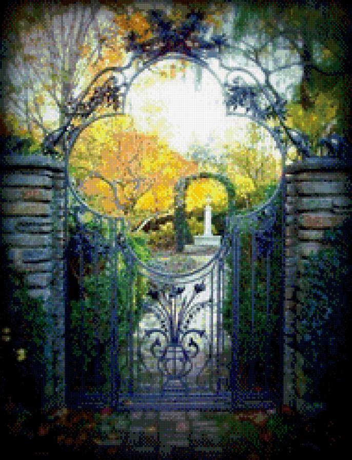 калитка в сад - сад, тропинка, осень, калитка, арка - предпросмотр