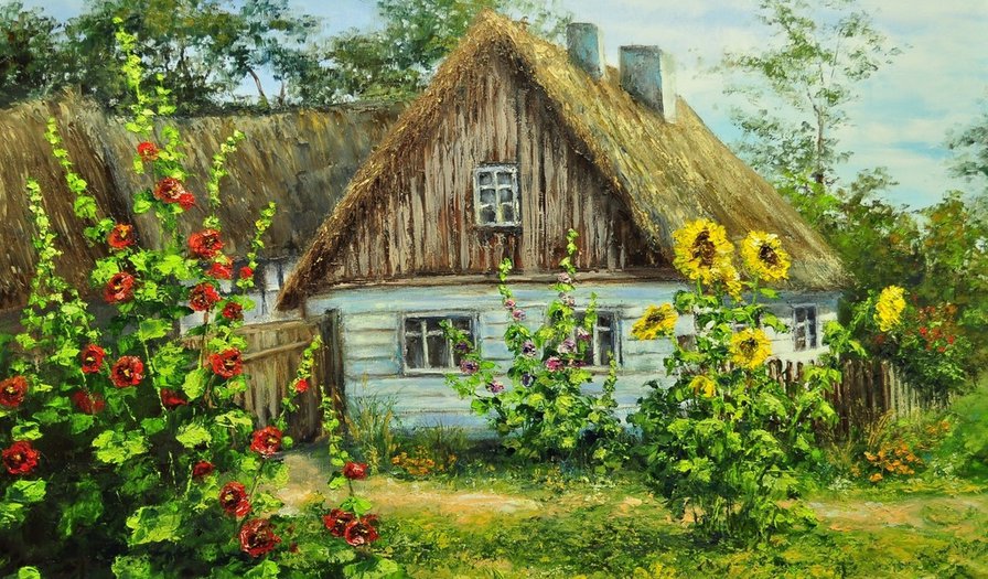 Домик в деревне - дом, деревня, природа - оригинал