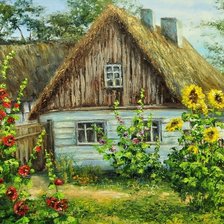 Схема вышивки «Домик в деревне»