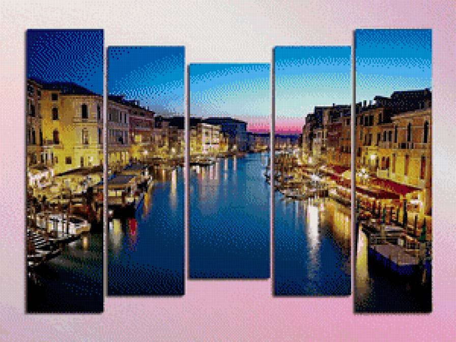 полиптих-Венеция - город, венеция, вода, полиптих, лодки, италия - предпросмотр