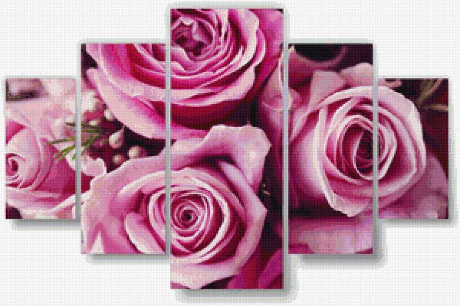 полиптих - розы, модульная картина - предпросмотр
