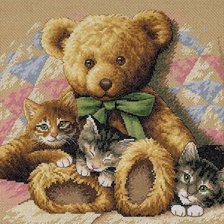 Схема вышивки «котики и тедди»