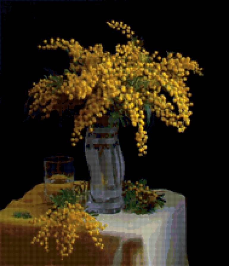 Мимоза в вазе - букет, ваза, мимоза - предпросмотр