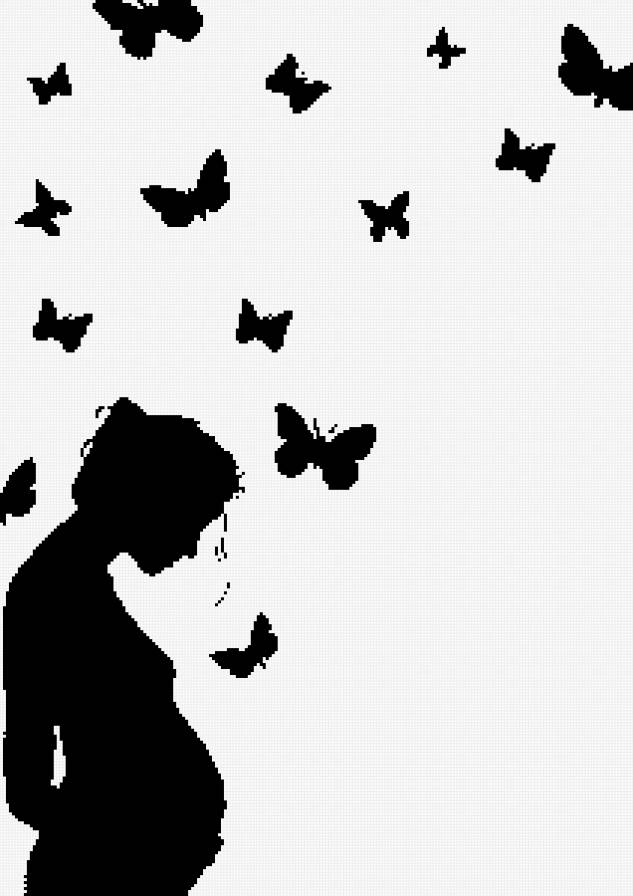 Девушка и бабочки - предпросмотр