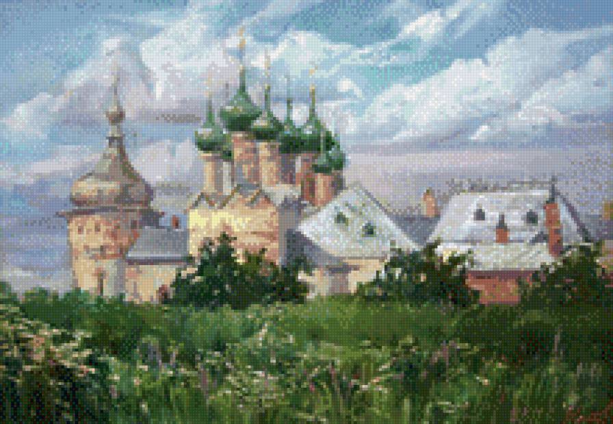православное село - картина в.якимова церкви, природа - предпросмотр