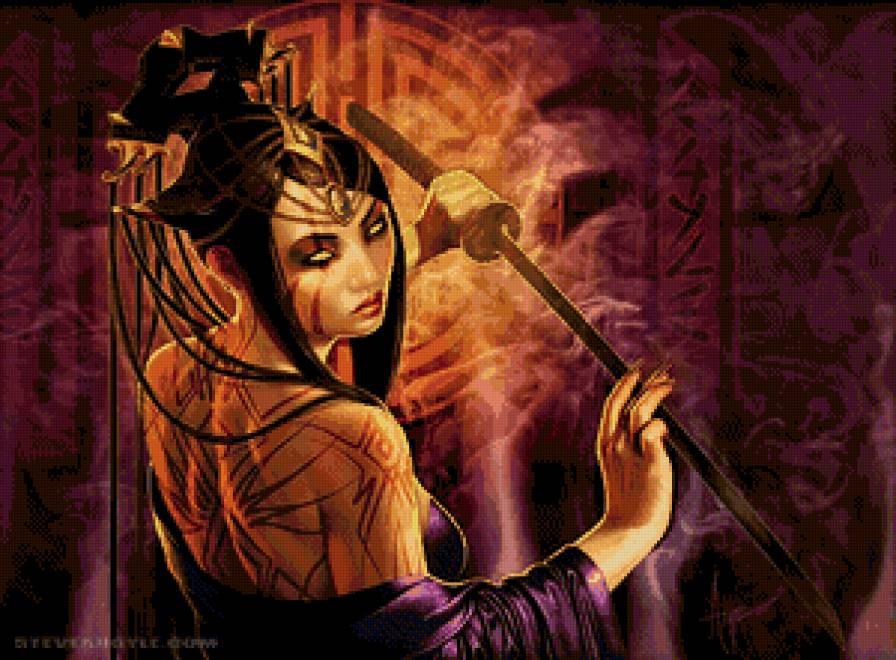 восточная девушка фэнтези с мечом - магия, фэнтэзи, восток, меч, девушка, арт - предпросмотр