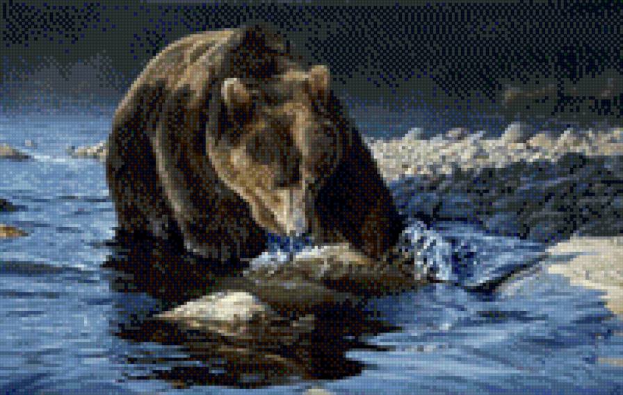 рыбалка - река, охота, гризли, медведь, рыба, еда - предпросмотр