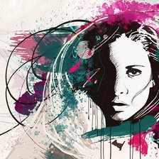 Схема вышивки «портрет девушки (графика)»