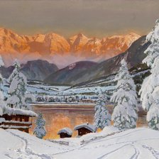 Схема вышивки «зима в горах»