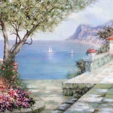 Схема вышивки «пейзаж у моря»