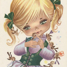 Схема вышивки «девочка с птичками»