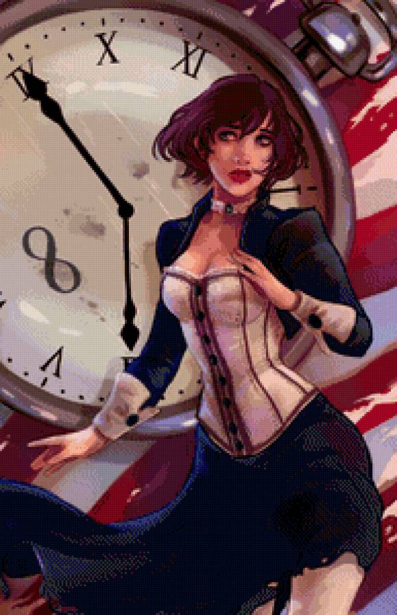 девушка с часами - девушка, графика, женщина, красота, мода, часы, портрет - предпросмотр