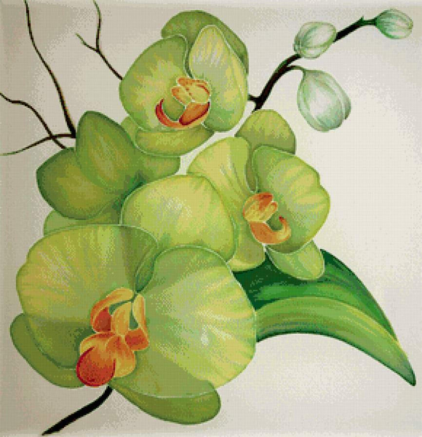 ветка орхидеи - батик, нежность, цветы, панно, орхидея, ветка - предпросмотр