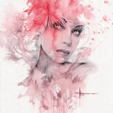 Схема вышивки «портрет девушки акварелью»