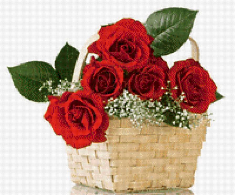 розы в корзине - предпросмотр