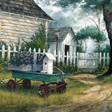 Схема вышивки «деревенский дворик»