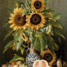 Схема вышивки «натюрморт с подсолнухами и фруктами»