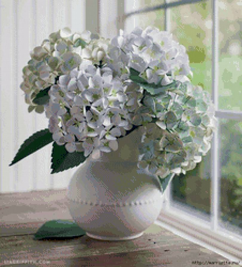 гортензии - цветы, ваза - предпросмотр
