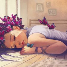 Схема вышивки «девочка и бабочки»