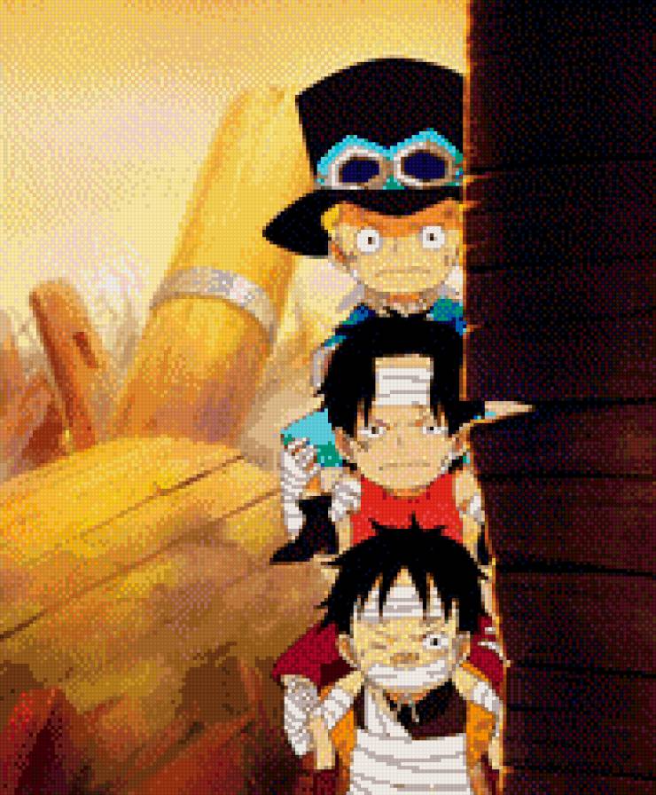 Луффи, Эйс и Сабо 007 - anime, ван пис, аниме, эйс, сабо, luffy, луффи, one piece - предпросмотр