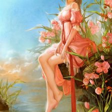 Схема вышивки «девушка у пруда»