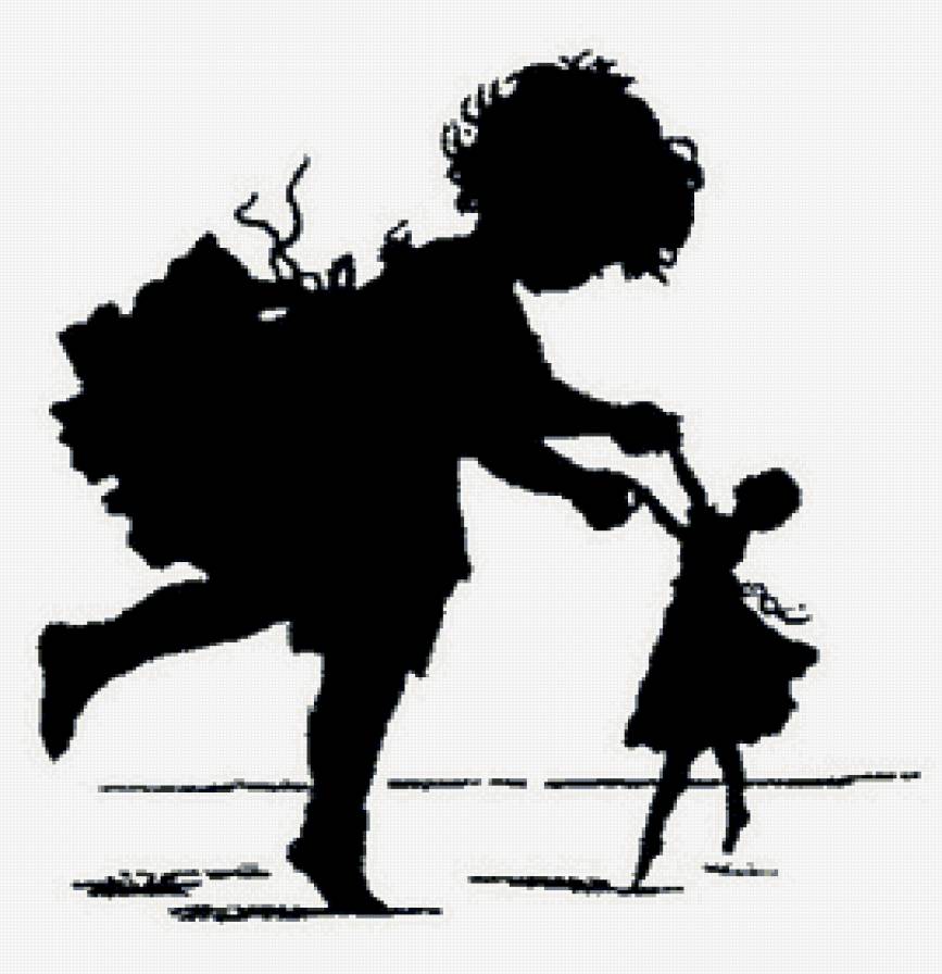 Бём Е.М. Силуэт 05 - танец, девочка, кукла, силуэт - предпросмотр