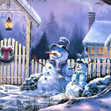 Схема вышивки «снеговики»