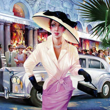 Схема вышивки «шикарная женщина в шляпе»