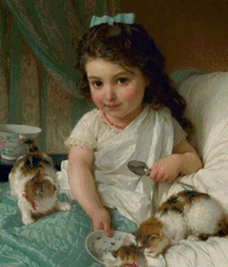 девочка с котятами - предпросмотр