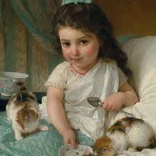 девочка с котятами