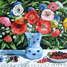 Схема вышивки «полевые цветы в вазе»