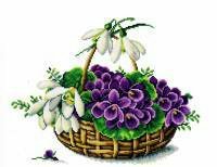 Схема вышивки «корзинка с фиалками и крокусы»